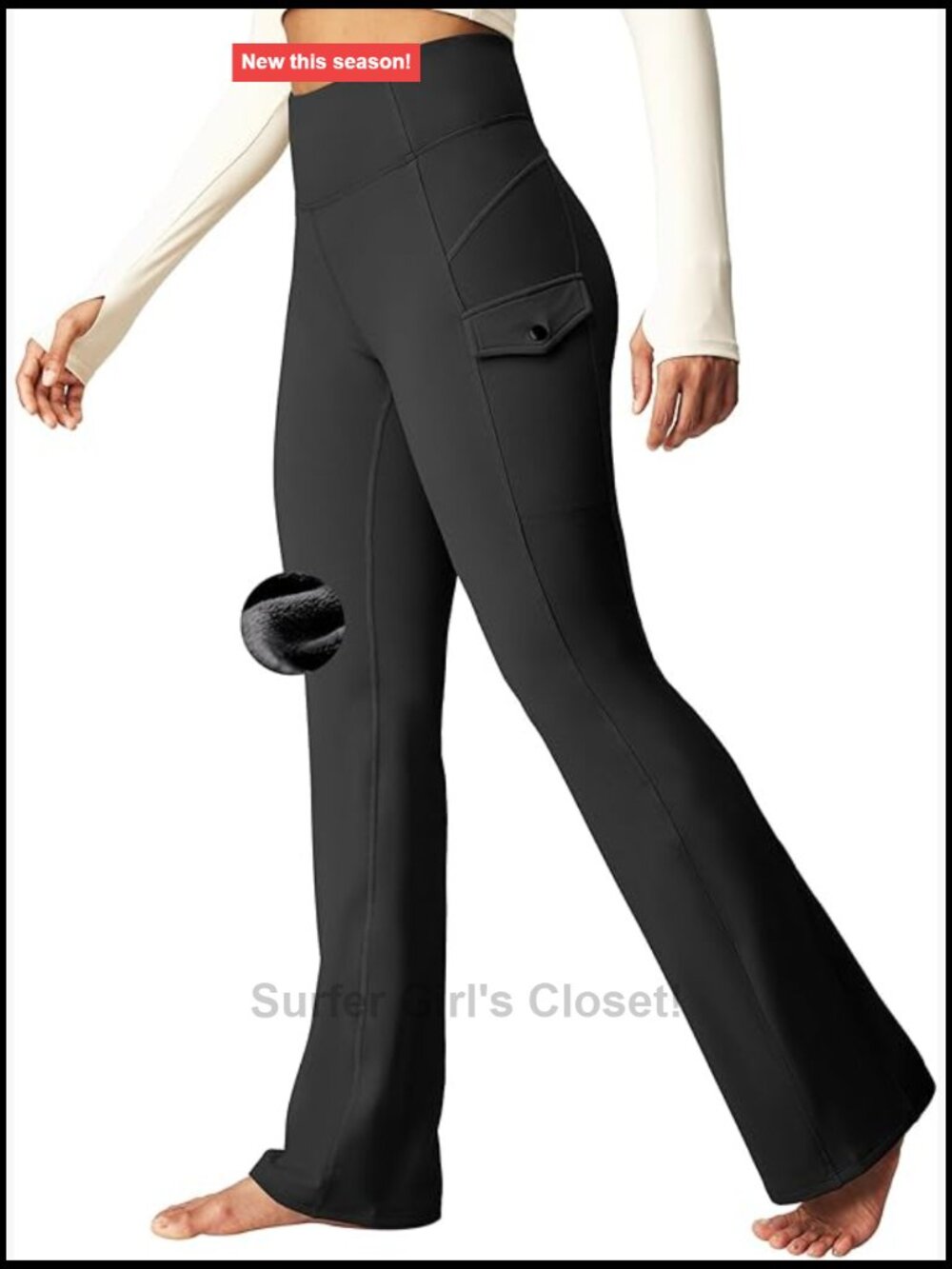 Fleece Lined Cargo Pants Waterproof Hiking Thermal Sweatpants with Pockets